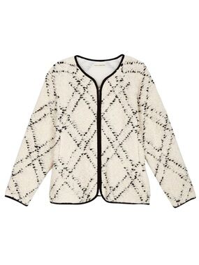 Ulla Johnson - Amal Jacket Small Ivory Black Wool Boucle Zip Up Sz S